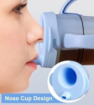 SavvyBloom Dysphagia Cup comes with a nose nook on top of the cup